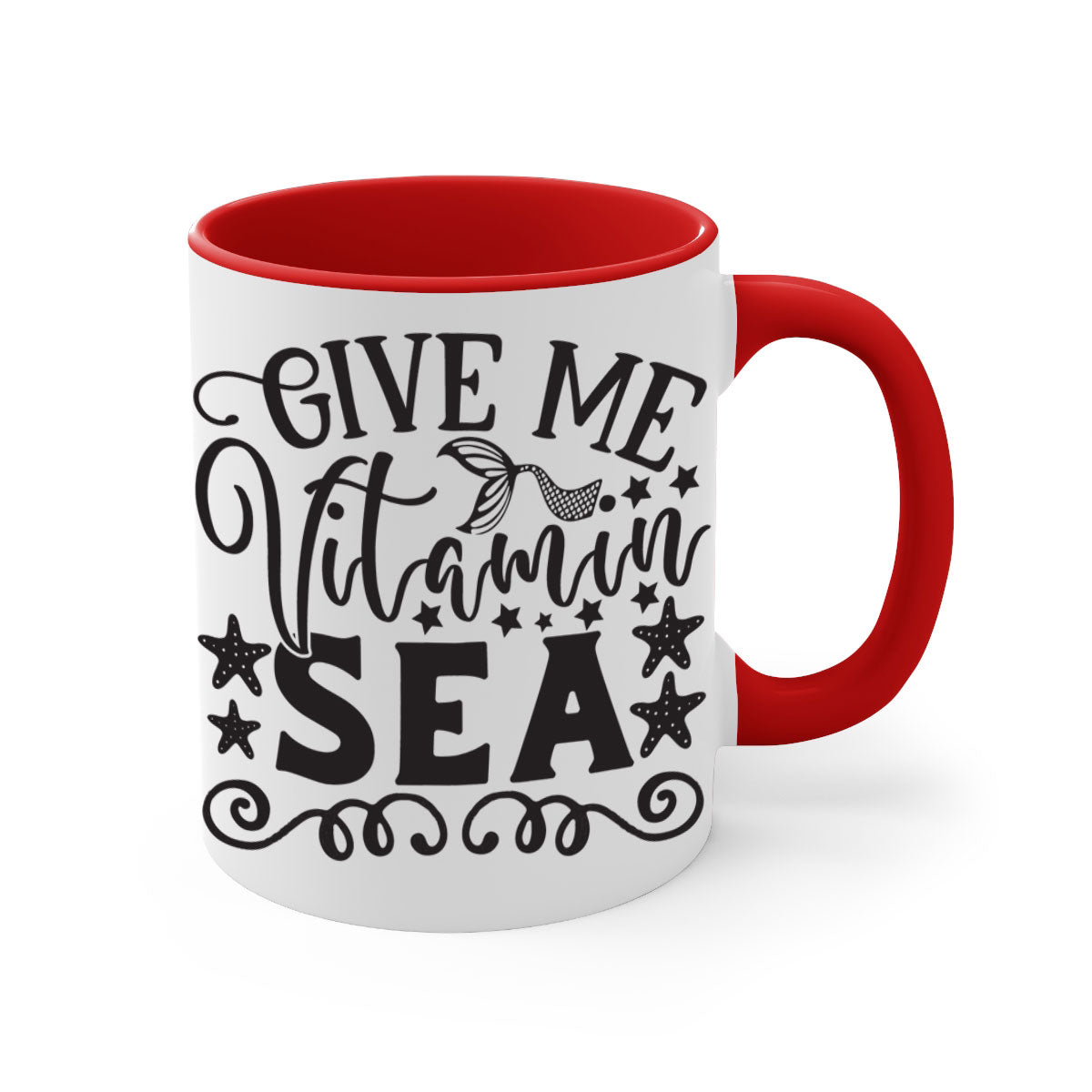 Give me vitamin sea 191# Mermaid Mug with colorful handle and glossy finish, perfect for coffee and tea lovers.