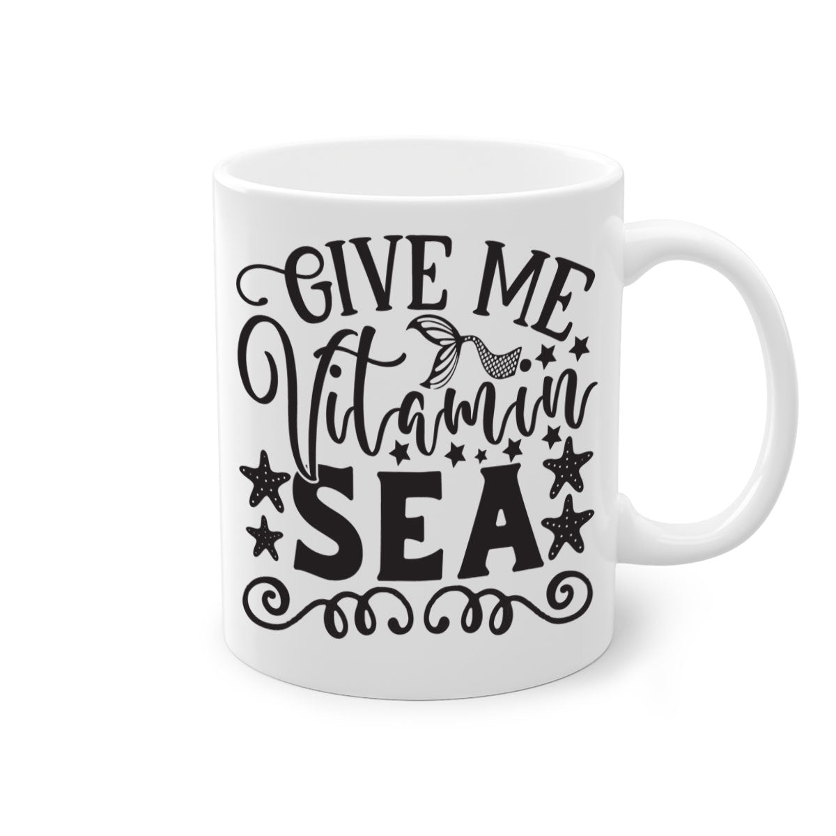 Give me vitamin sea 191# Mermaid Mug with colorful handle and glossy finish, perfect for coffee and tea lovers.