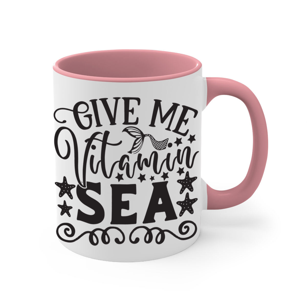 Give me vitamin sea 191# Mermaid Mug with colorful handle and glossy finish, perfect for coffee and tea lovers.