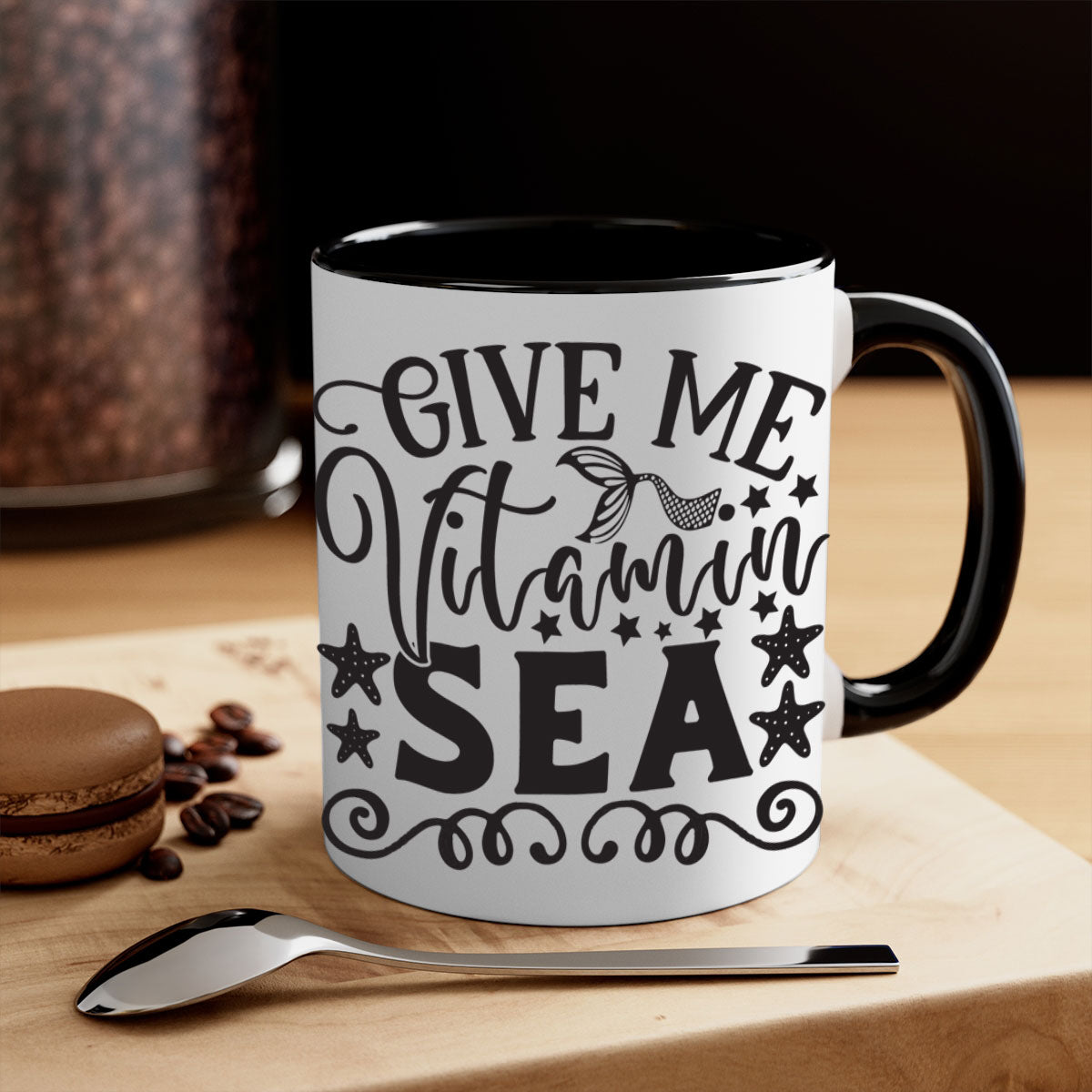 Give me vitamin sea 191# Mermaid Mug with colorful handle and glossy finish, perfect for coffee and tea lovers.