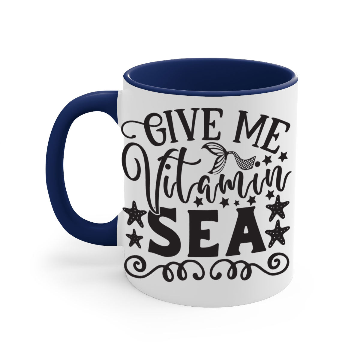 Give me vitamin sea 191# Mermaid Mug with colorful handle and glossy finish, perfect for coffee and tea lovers.