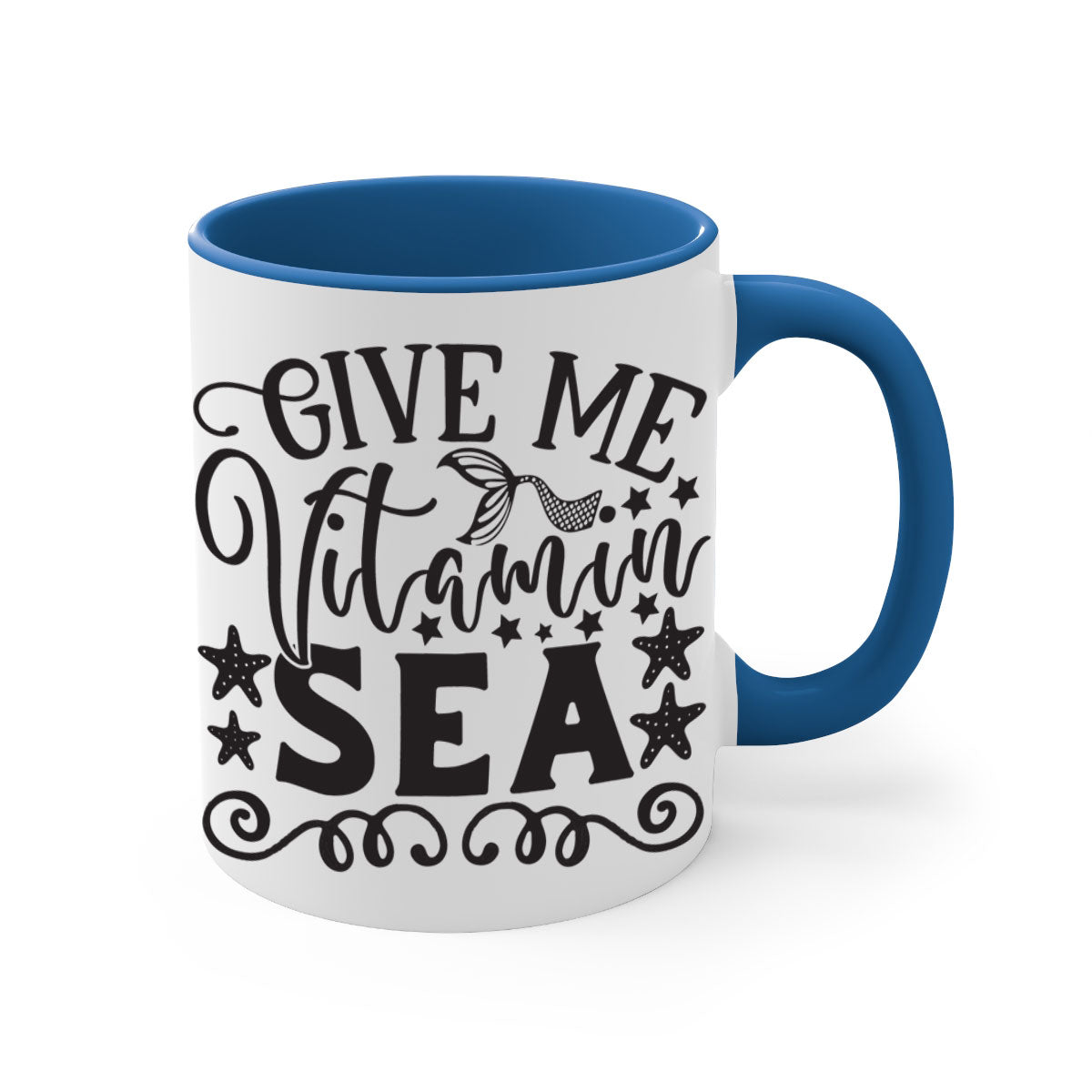 Give me vitamin sea 191# Mermaid Mug with colorful handle and glossy finish, perfect for coffee and tea lovers.