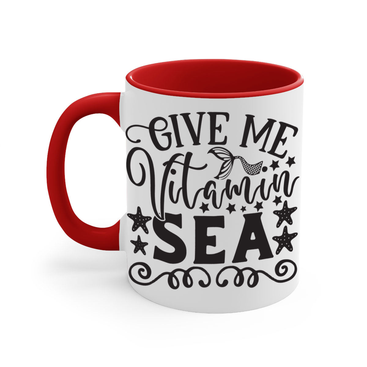 Give me vitamin sea 191# Mermaid Mug with colorful handle and glossy finish, perfect for coffee and tea lovers.