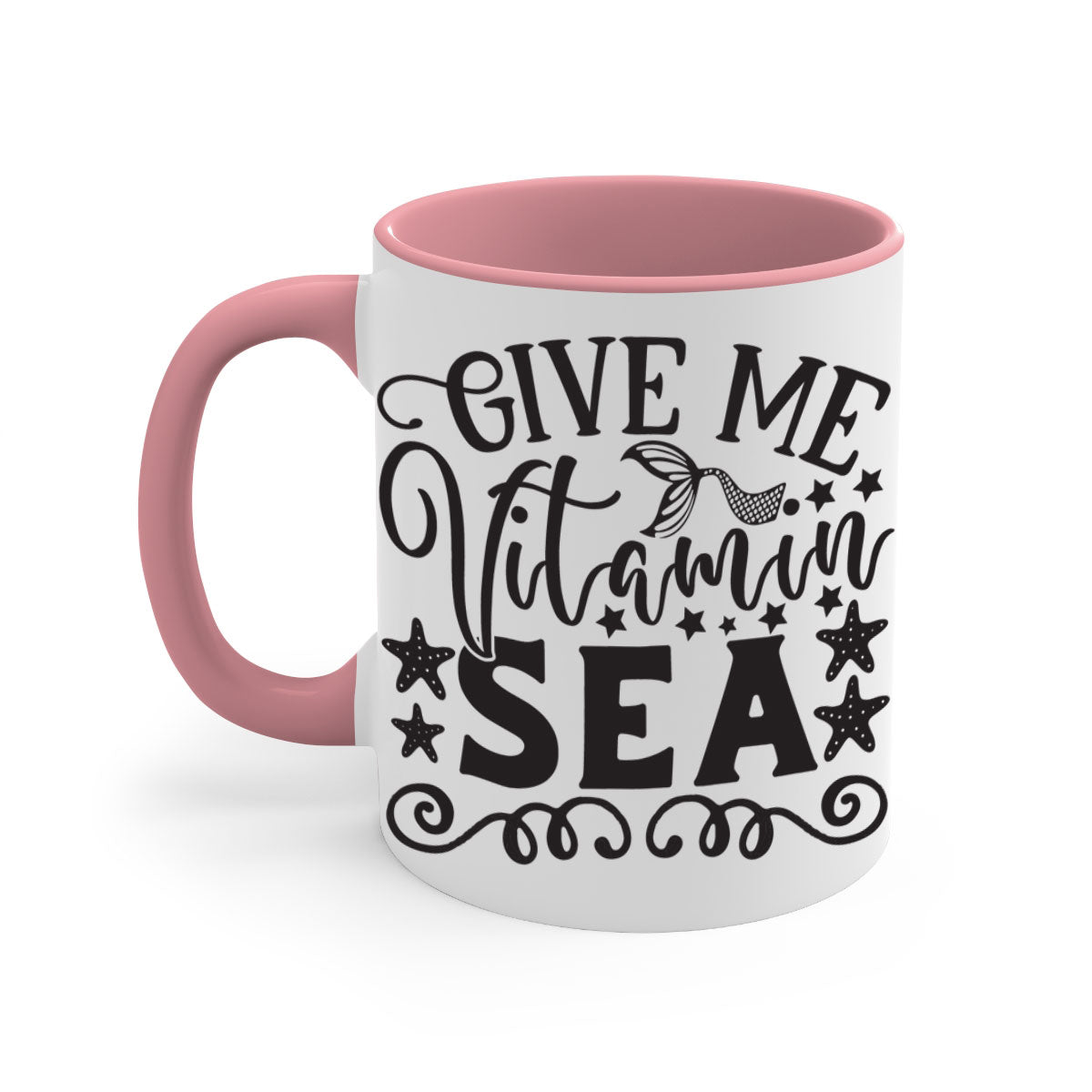 Give me vitamin sea 191# Mermaid Mug with colorful handle and glossy finish, perfect for coffee and tea lovers.