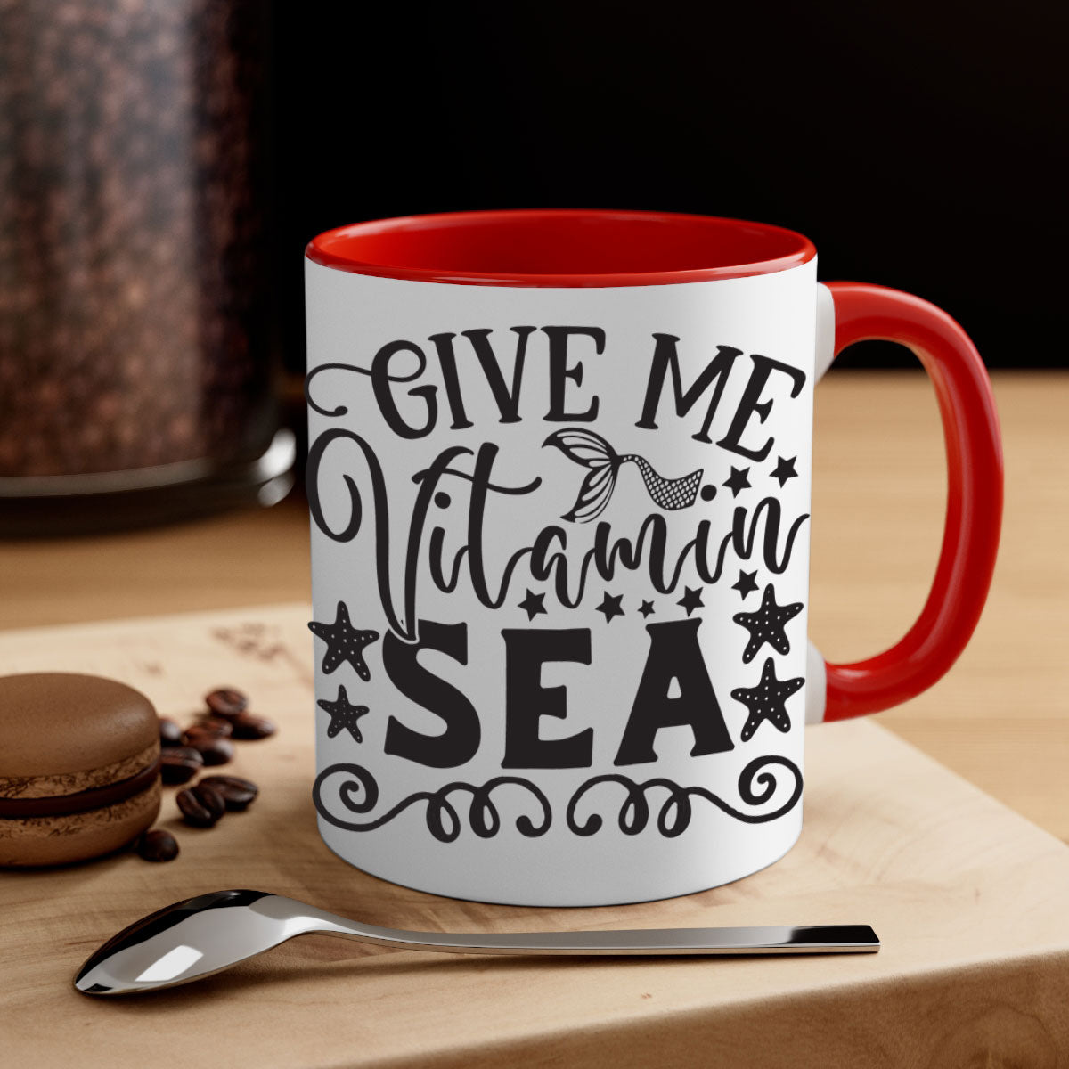 Give me vitamin sea 191# Mermaid Mug with colorful handle and glossy finish, perfect for coffee and tea lovers.