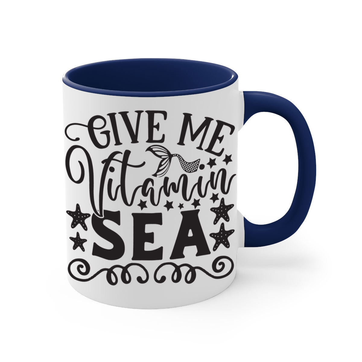 Give me vitamin sea 191# Mermaid Mug with colorful handle and glossy finish, perfect for coffee and tea lovers.