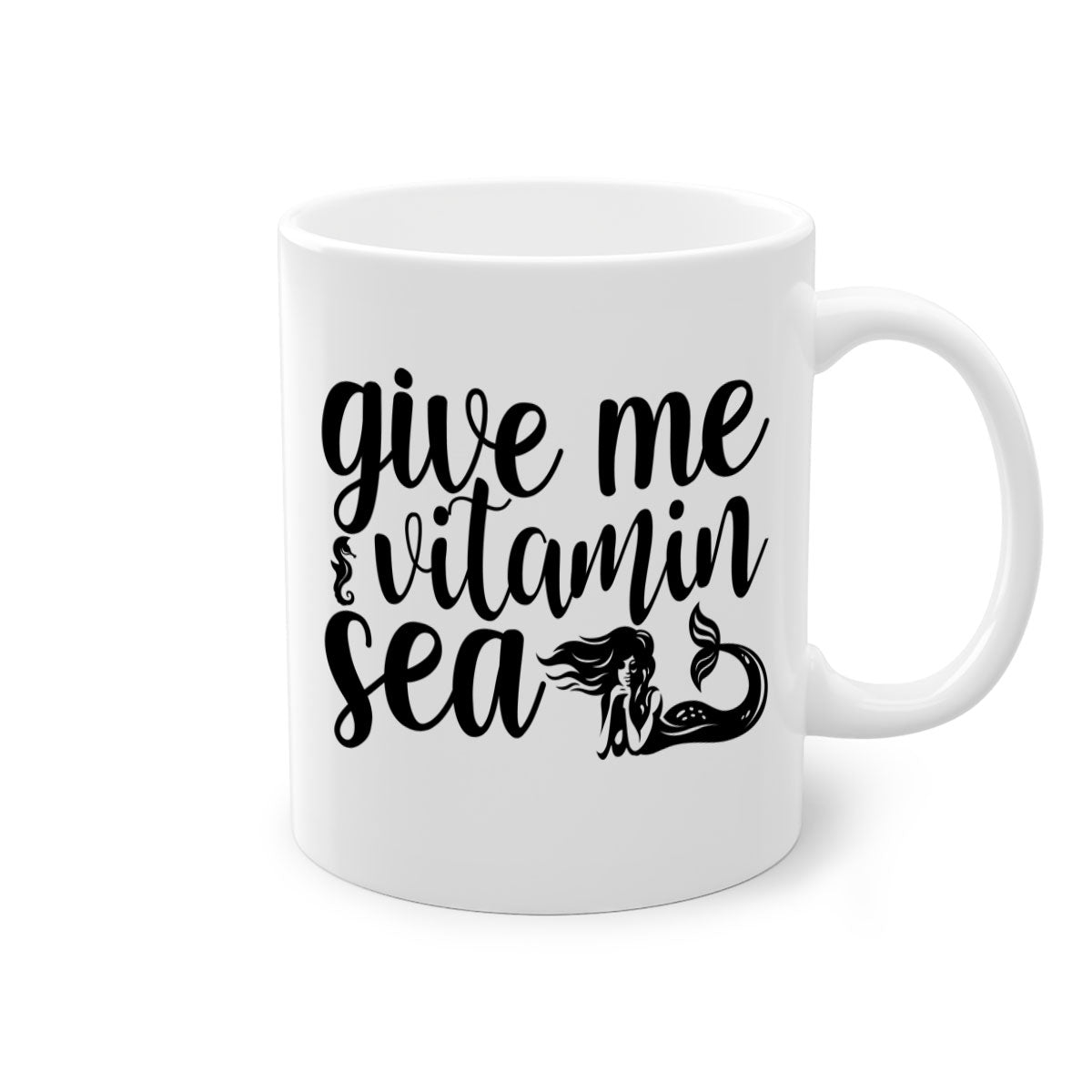 Give me vitamin sea 192# Mermaid Mug with colorful handle and glossy finish, available in multiple colors and sizes.