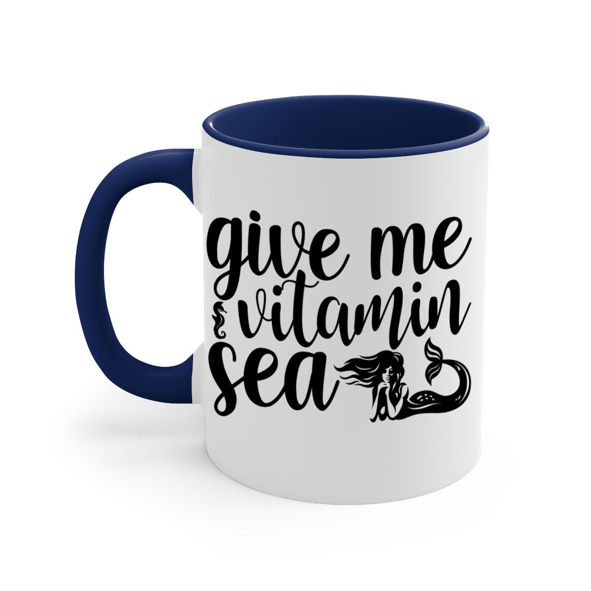 Give me vitamin sea 192# Mermaid Mug with colorful handle and glossy finish, available in multiple colors and sizes.
