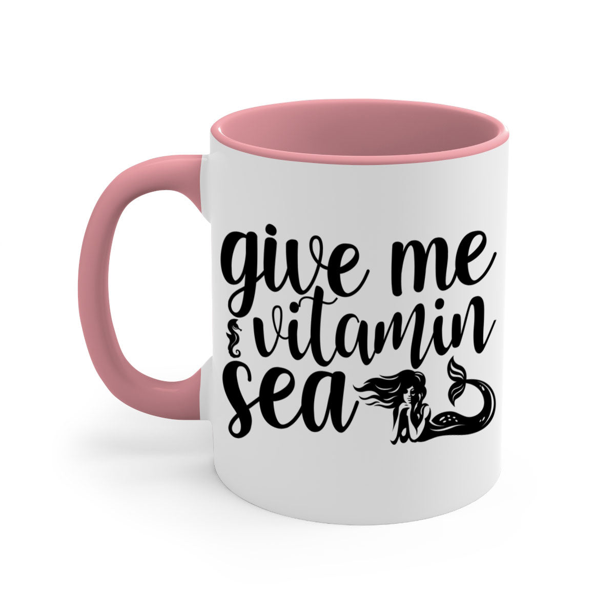 Give me vitamin sea 192# Mermaid Mug with colorful handle and glossy finish, available in multiple colors and sizes.