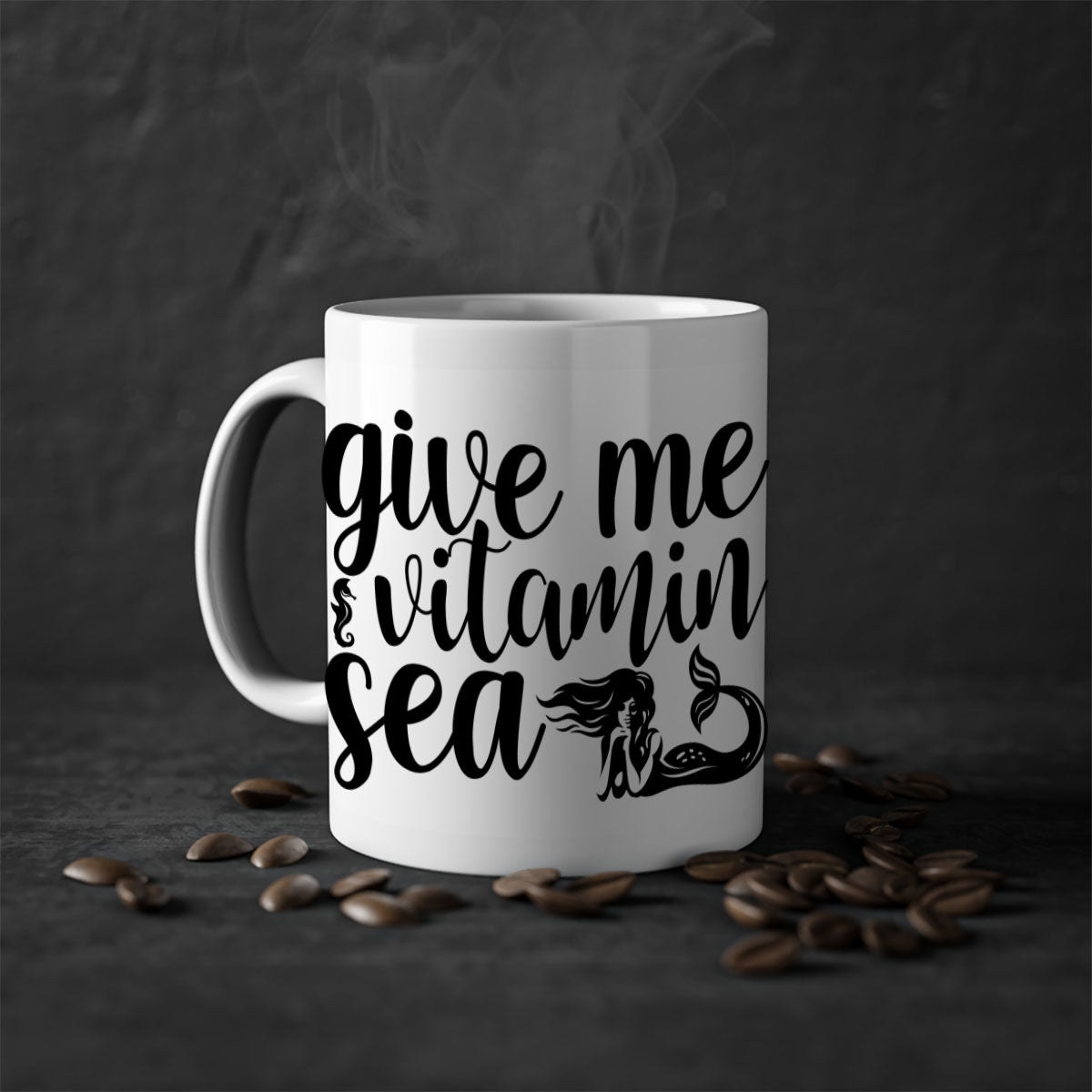 Give me vitamin sea 192# Mermaid Mug with colorful handle and glossy finish, available in multiple colors and sizes.