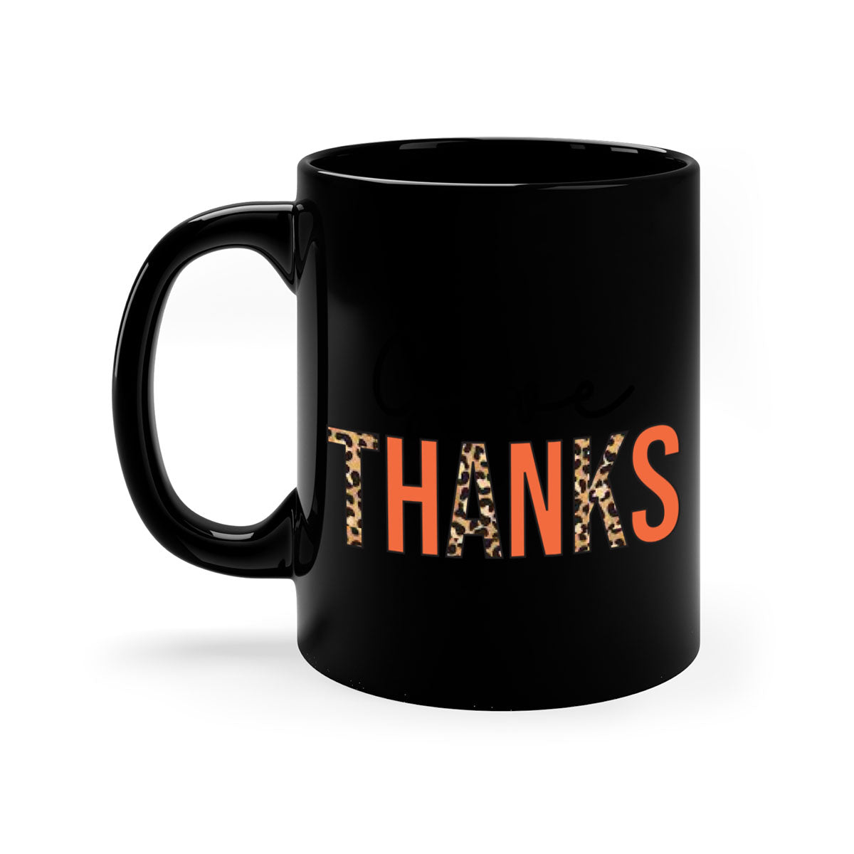 Give Thanks 194# Mug featuring a glossy finish, colored handle, and interior, available in multiple colors and sizes.