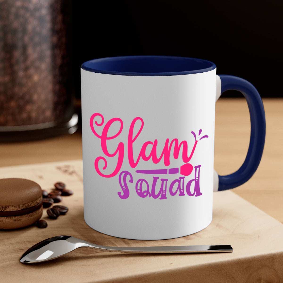 Glam Squad Style 237# two-tone ceramic coffee mug with colored handle and glossy finish, available in multiple colors.