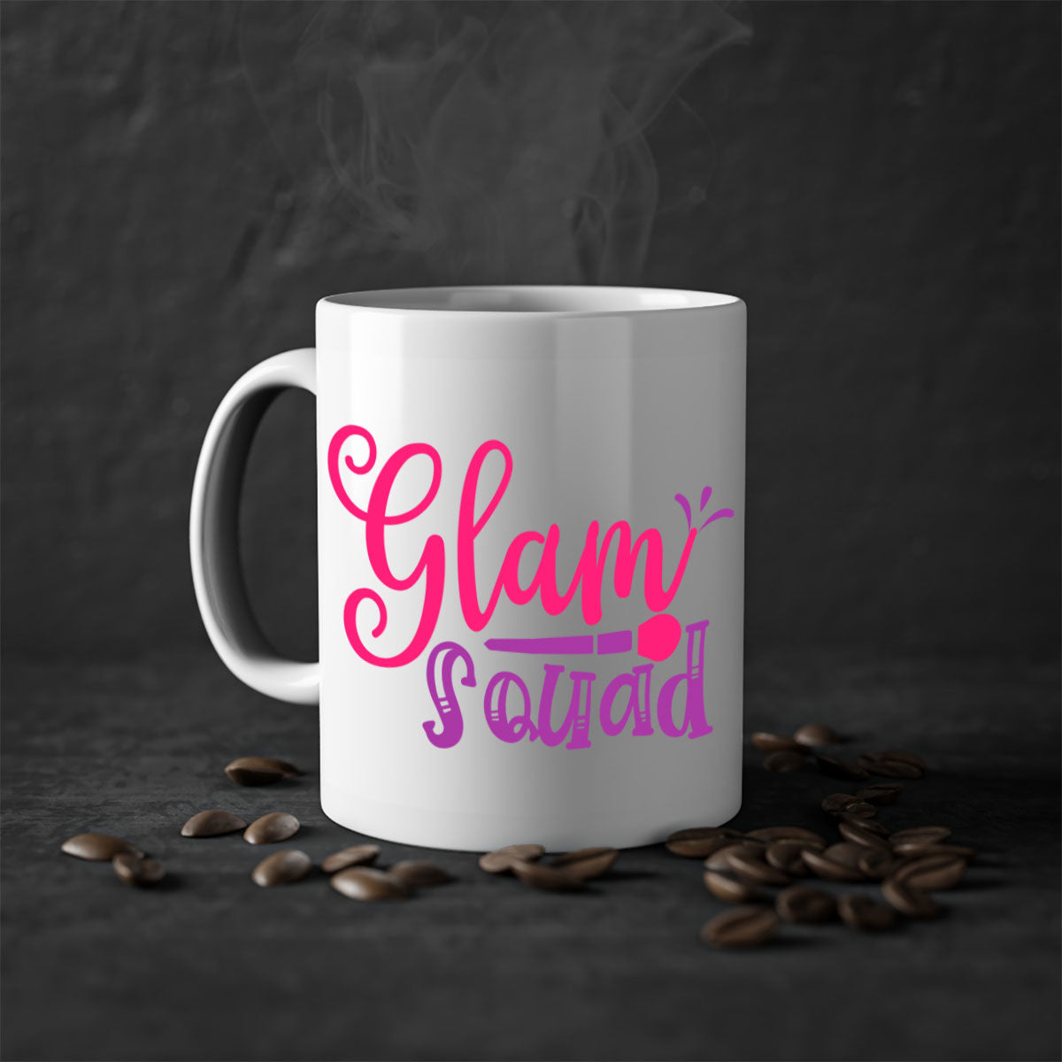Glam Squad Style 237# two-tone ceramic coffee mug with colored handle and glossy finish, available in multiple colors.
