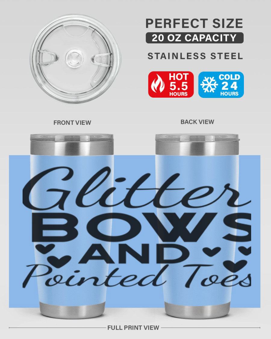 Glitter Bows and Pointed Toes 43# Tumbler showcasing a stylish design with double wall vacuum stainless steel and a vibrant print.