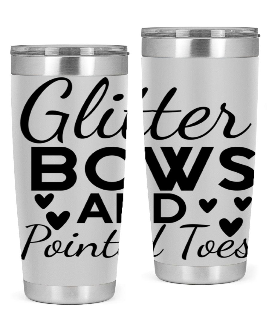Glitter Bows and Pointed Toes 43# Tumbler showcasing a stylish design with double wall vacuum stainless steel and a vibrant print.