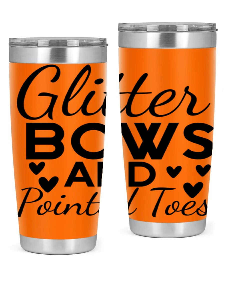 Glitter Bows and Pointed Toes 43# Tumbler showcasing a stylish design with double wall vacuum stainless steel and a vibrant print.