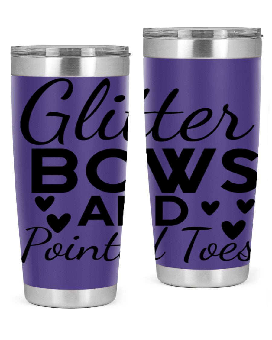 Glitter Bows and Pointed Toes 43# Tumbler showcasing a stylish design with double wall vacuum stainless steel and a vibrant print.