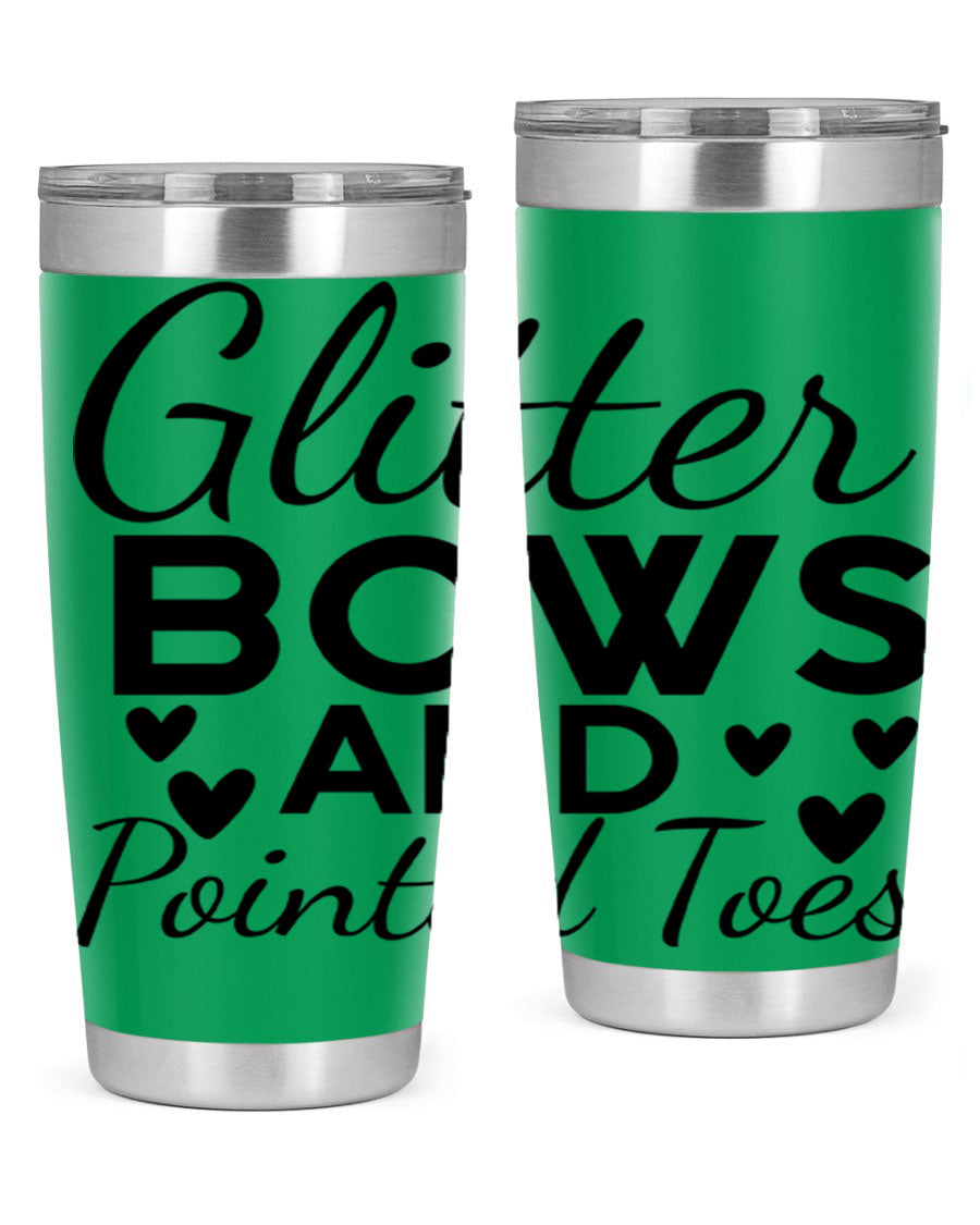 Glitter Bows and Pointed Toes 43# Tumbler showcasing a stylish design with double wall vacuum stainless steel and a vibrant print.