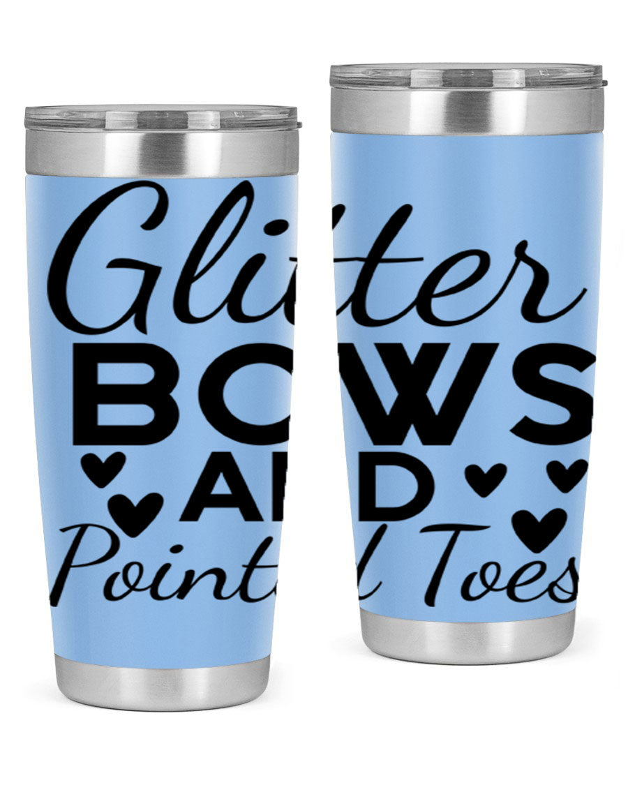 Glitter Bows and Pointed Toes 43# Tumbler showcasing a stylish design with double wall vacuum stainless steel and a vibrant print.