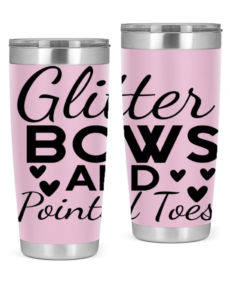 Glitter Bows and Pointed Toes 43# Tumbler showcasing a stylish design with double wall vacuum stainless steel and a vibrant print.