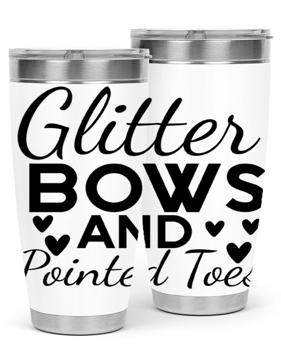 Glitter Bows and Pointed Toes 43# Tumbler showcasing a stylish design with double wall vacuum stainless steel and a vibrant print.