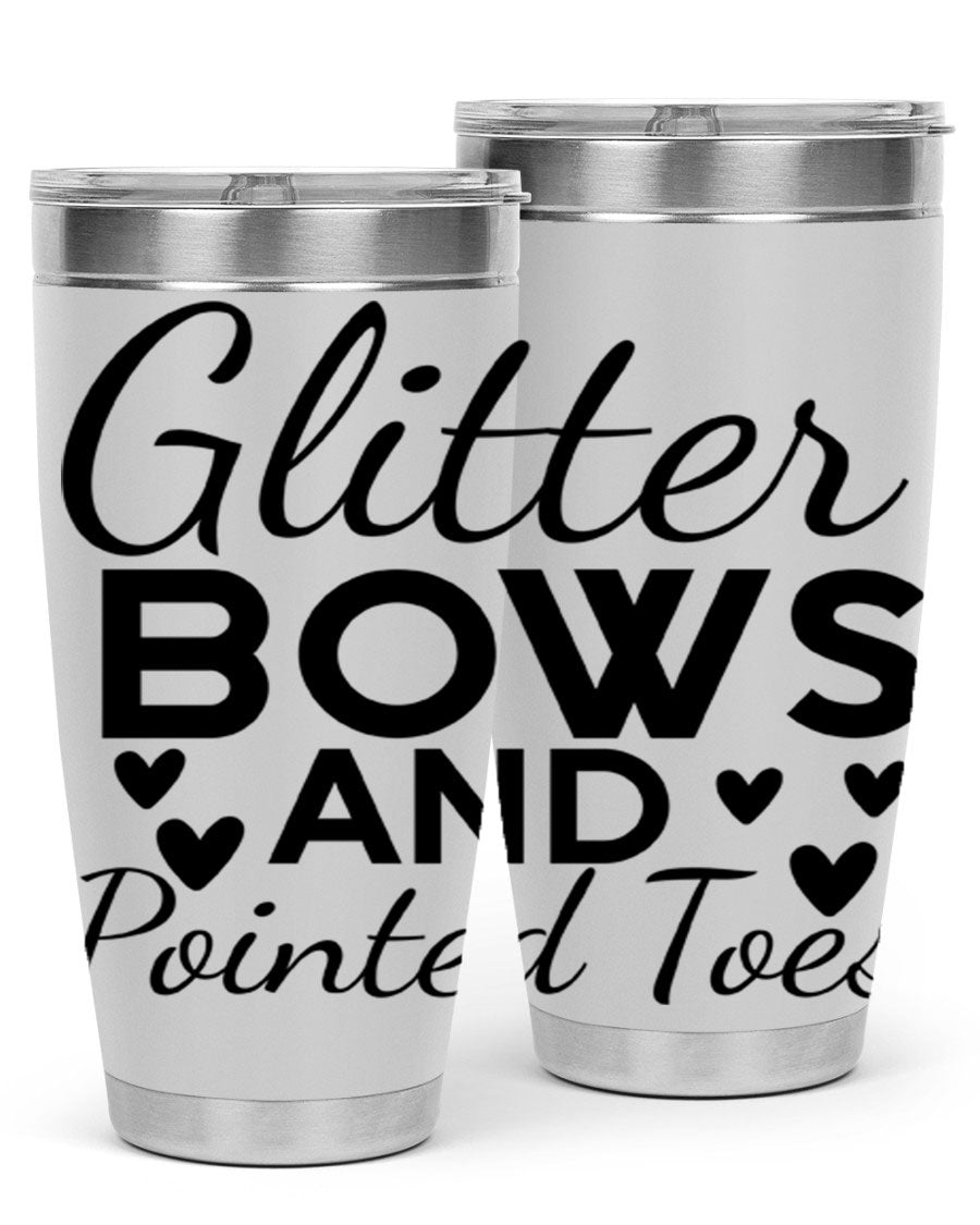 Glitter Bows and Pointed Toes 43# Tumbler showcasing a stylish design with double wall vacuum stainless steel and a vibrant print.