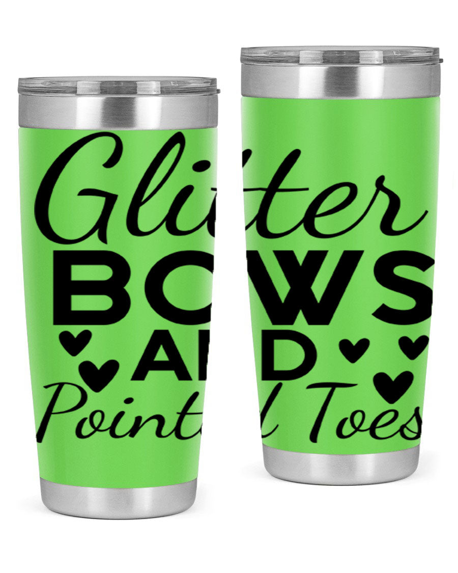 Glitter Bows and Pointed Toes 43# Tumbler showcasing a stylish design with double wall vacuum stainless steel and a vibrant print.