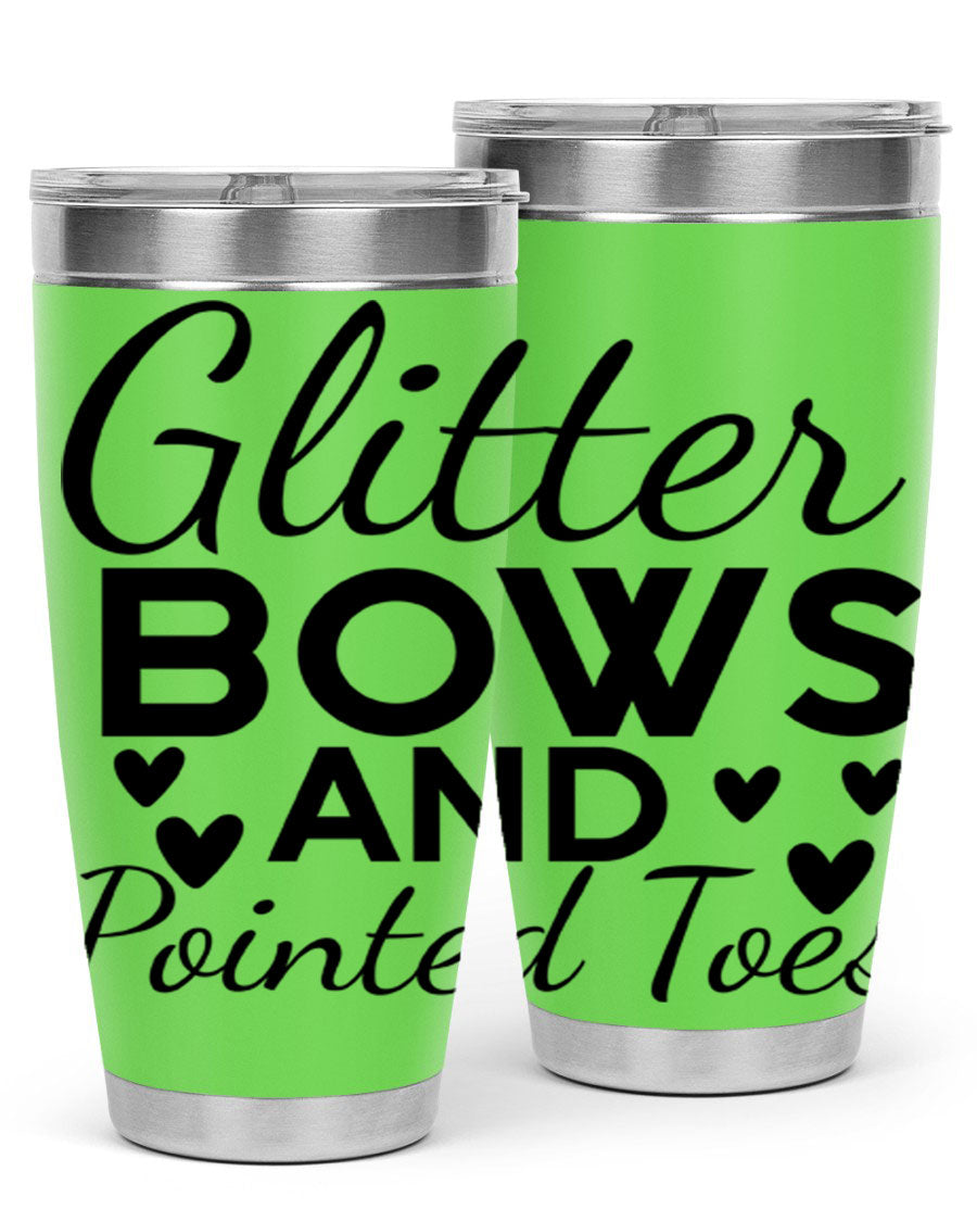Glitter Bows and Pointed Toes 43# Tumbler showcasing a stylish design with double wall vacuum stainless steel and a vibrant print.