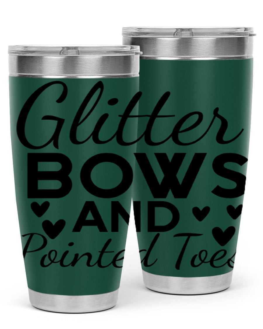 Glitter Bows and Pointed Toes 43# Tumbler showcasing a stylish design with double wall vacuum stainless steel and a vibrant print.