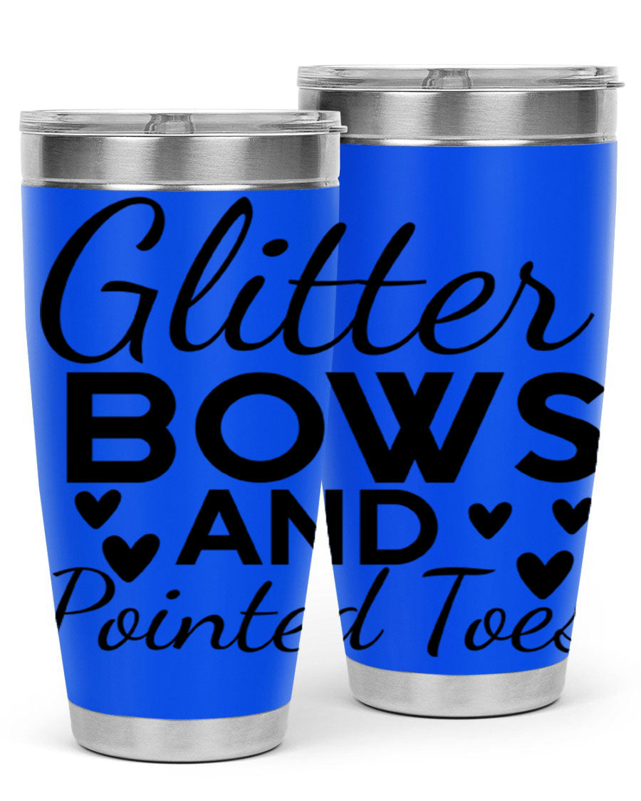 Glitter Bows and Pointed Toes 43# Tumbler showcasing a stylish design with double wall vacuum stainless steel and a vibrant print.