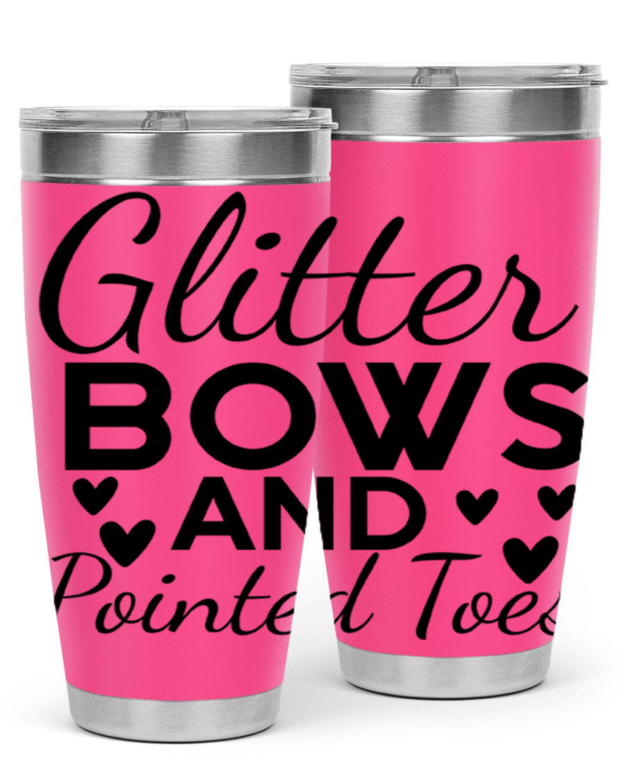 Glitter Bows and Pointed Toes 43# Tumbler showcasing a stylish design with double wall vacuum stainless steel and a vibrant print.