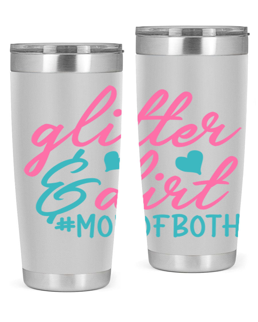 Glitter dirt momofboth 345# tumbler in vibrant colors, showcasing its double wall vacuum stainless steel design and stylish glitter finish.