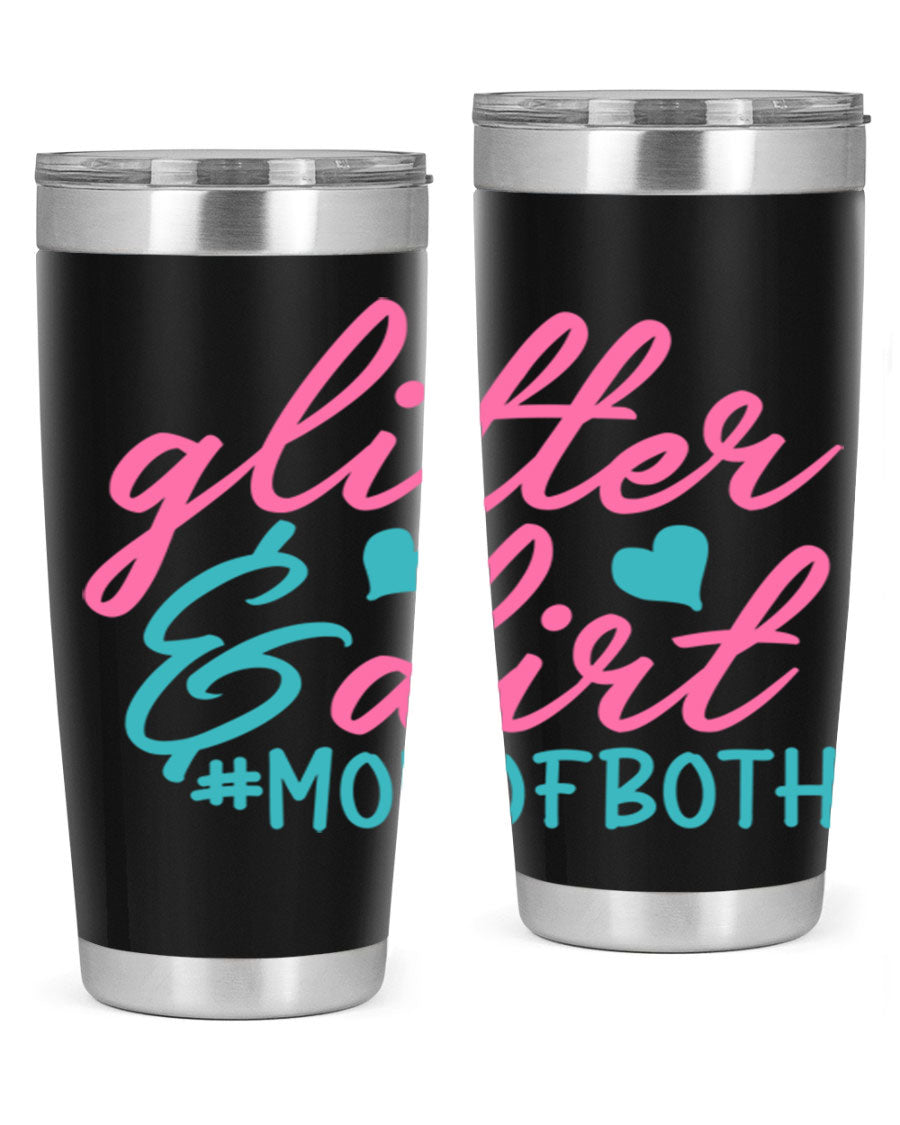 Glitter dirt momofboth 345# tumbler in vibrant colors, showcasing its double wall vacuum stainless steel design and stylish glitter finish.