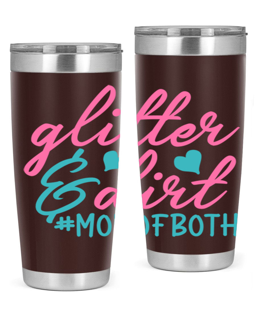 Glitter dirt momofboth 345# tumbler in vibrant colors, showcasing its double wall vacuum stainless steel design and stylish glitter finish.