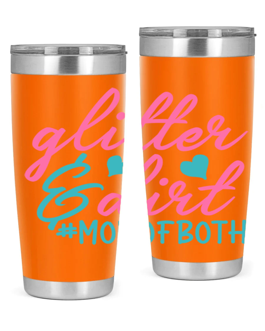 Glitter dirt momofboth 345# tumbler in vibrant colors, showcasing its double wall vacuum stainless steel design and stylish glitter finish.