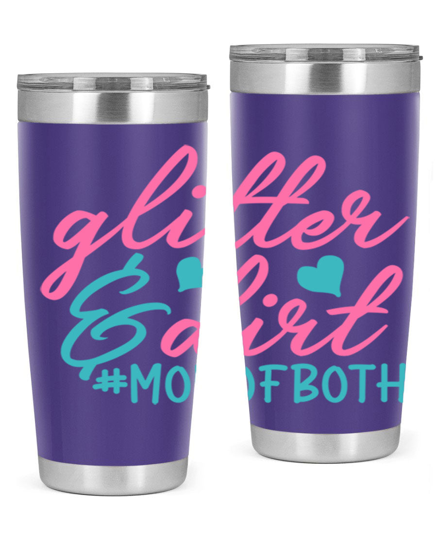 Glitter dirt momofboth 345# tumbler in vibrant colors, showcasing its double wall vacuum stainless steel design and stylish glitter finish.