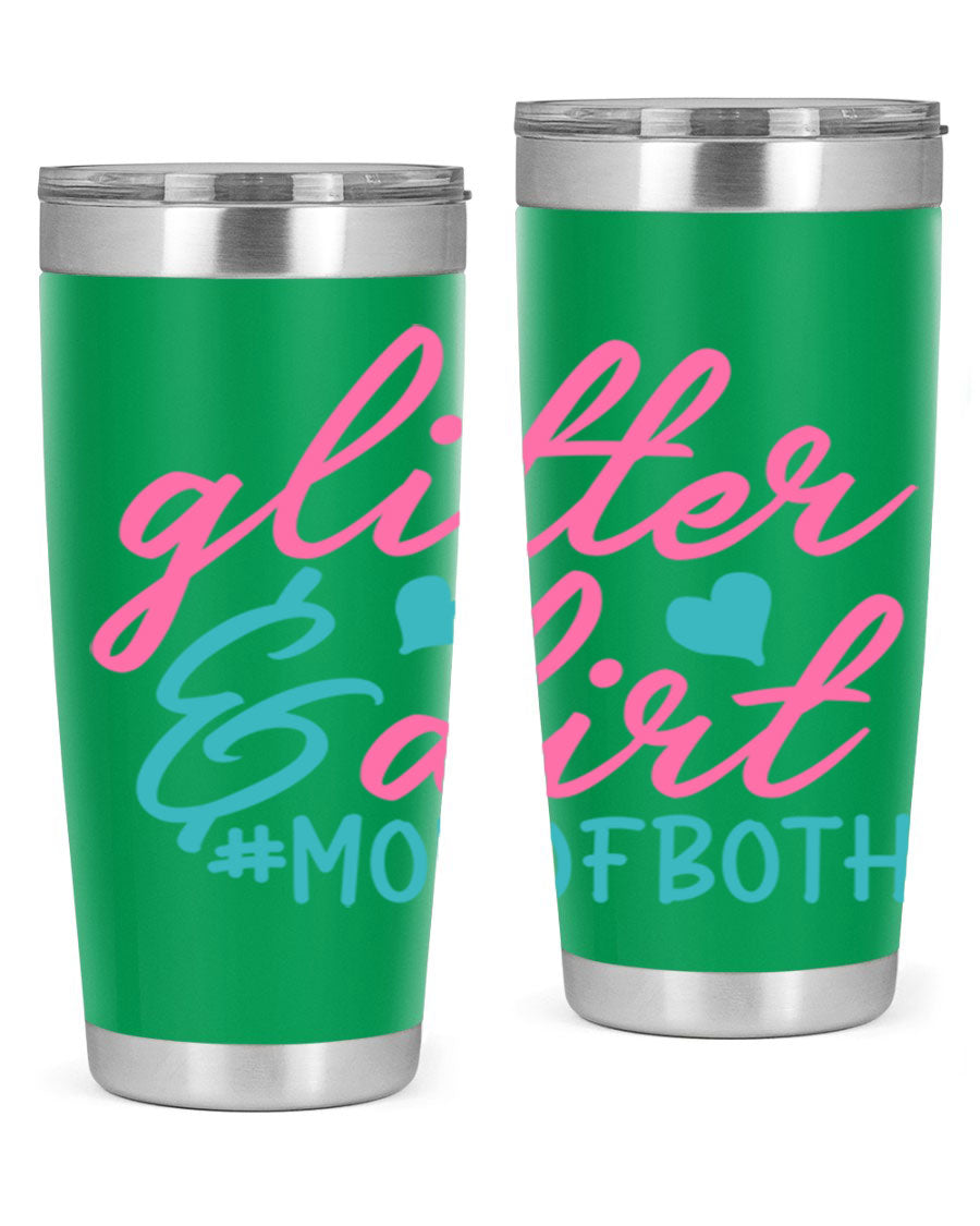 Glitter dirt momofboth 345# tumbler in vibrant colors, showcasing its double wall vacuum stainless steel design and stylish glitter finish.