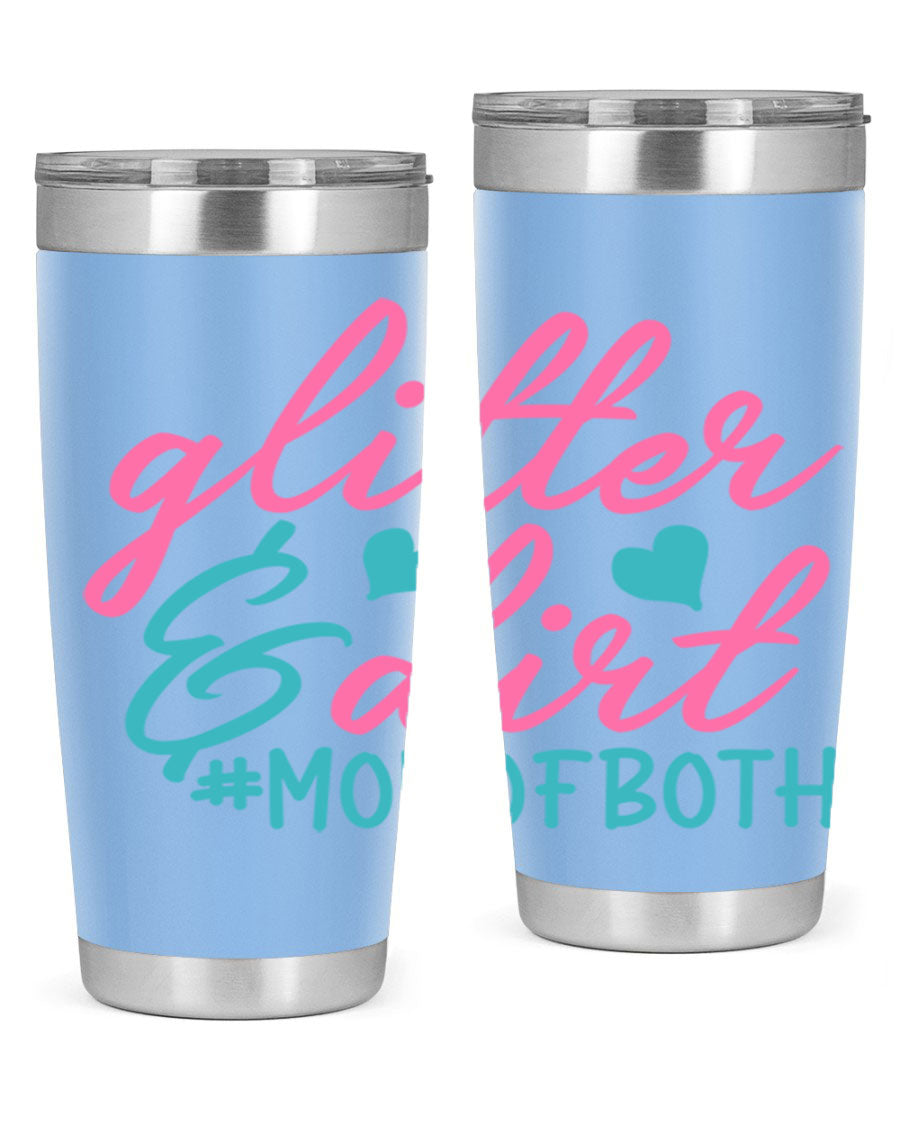 Glitter dirt momofboth 345# tumbler in vibrant colors, showcasing its double wall vacuum stainless steel design and stylish glitter finish.
