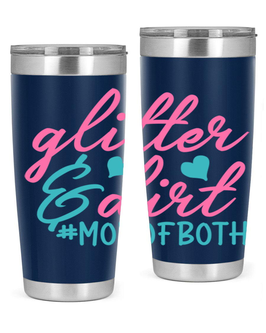 Glitter dirt momofboth 345# tumbler in vibrant colors, showcasing its double wall vacuum stainless steel design and stylish glitter finish.