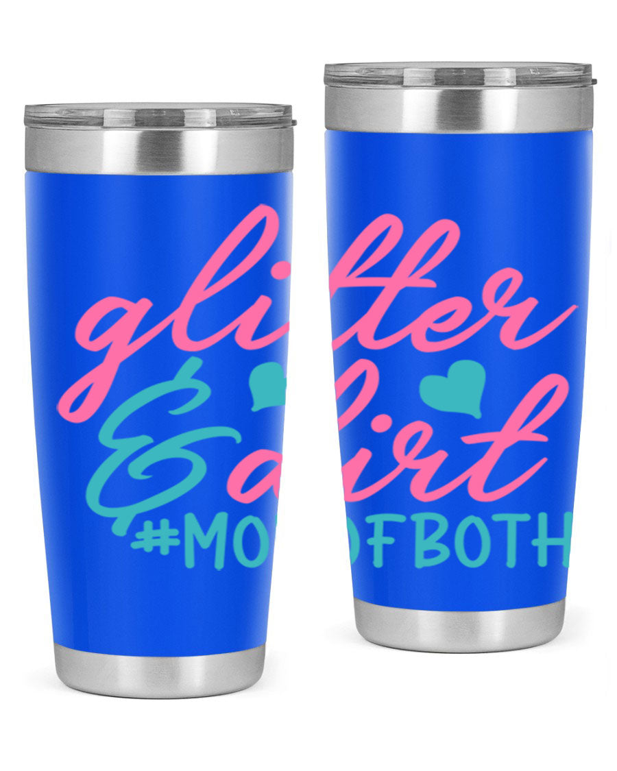 Glitter dirt momofboth 345# tumbler in vibrant colors, showcasing its double wall vacuum stainless steel design and stylish glitter finish.