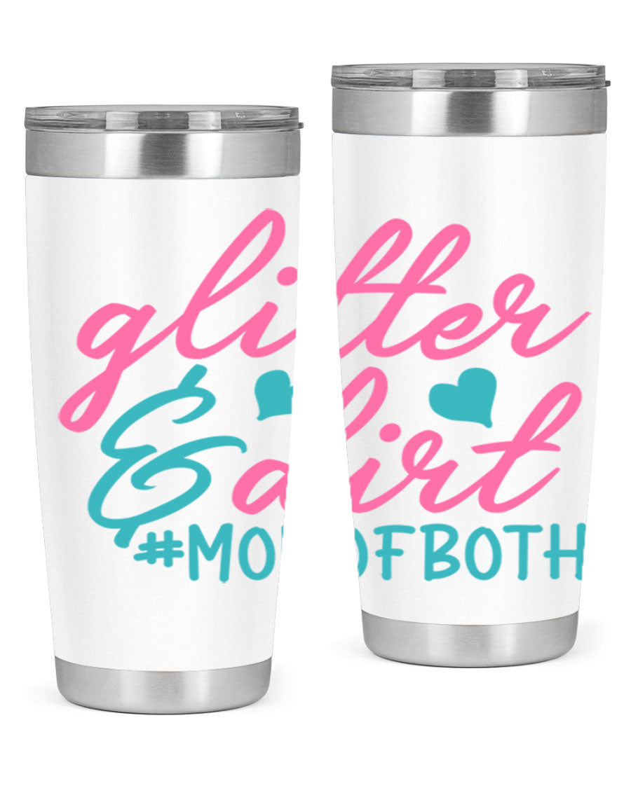 Glitter dirt momofboth 345# tumbler in vibrant colors, showcasing its double wall vacuum stainless steel design and stylish glitter finish.