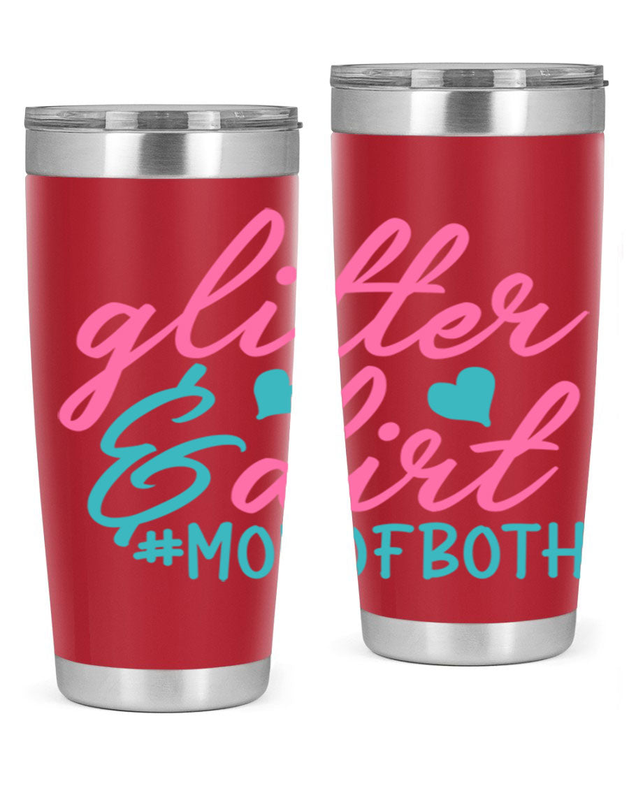 Glitter dirt momofboth 345# tumbler in vibrant colors, showcasing its double wall vacuum stainless steel design and stylish glitter finish.