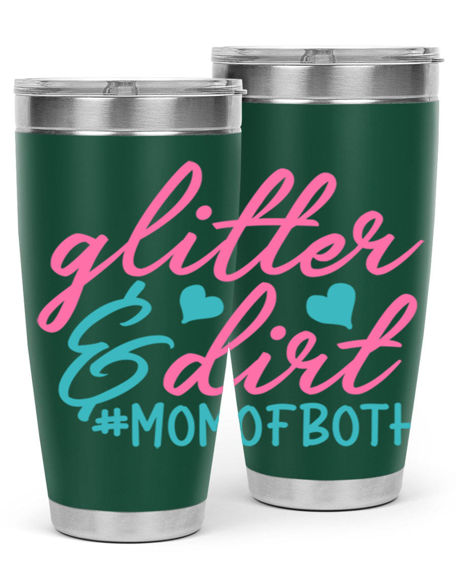 Glitter dirt momofboth 345# tumbler in vibrant colors, showcasing its double wall vacuum stainless steel design and stylish glitter finish.