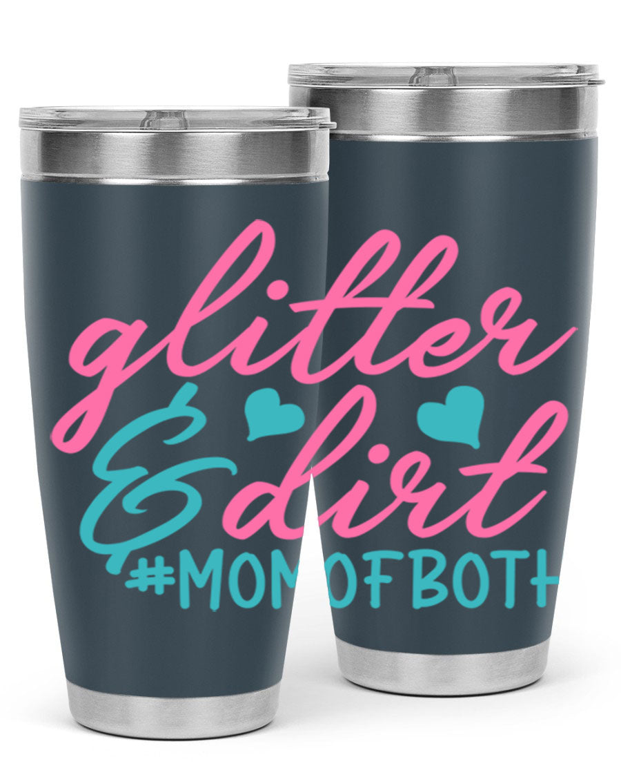 Glitter dirt momofboth 345# tumbler in vibrant colors, showcasing its double wall vacuum stainless steel design and stylish glitter finish.