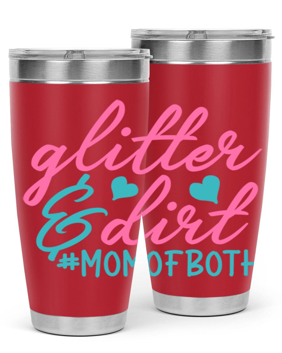 Glitter dirt momofboth 345# tumbler in vibrant colors, showcasing its double wall vacuum stainless steel design and stylish glitter finish.