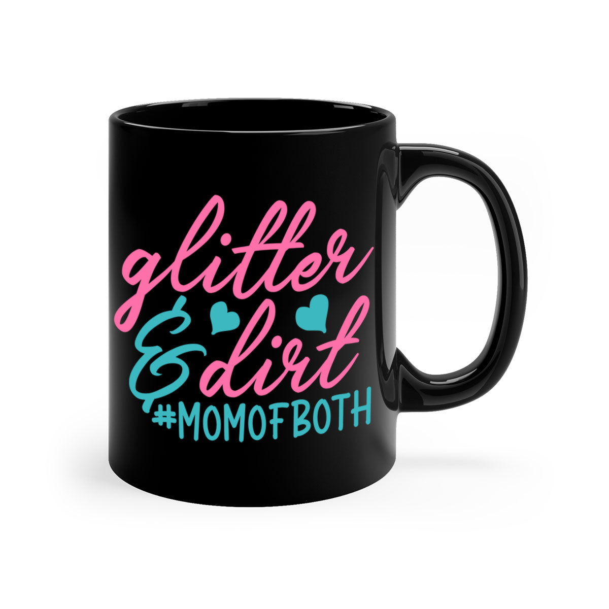 Glitter Dirt Momofboth 345# Mug with colorful handle and glossy finish, available in multiple sizes.