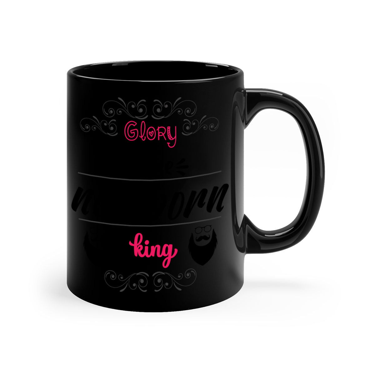 Glory to the Newborn King Mug featuring a glossy finish, colored handle, and interior, available in multiple colors and sizes.