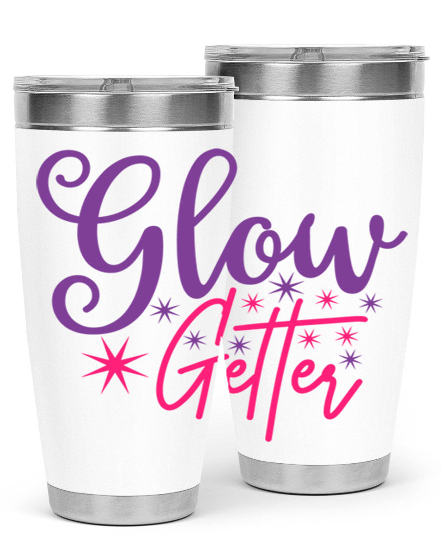 Glow Getter Style 234# 20oz Tumbler in stainless steel with a stylish design, perfect for hot and cold beverages.