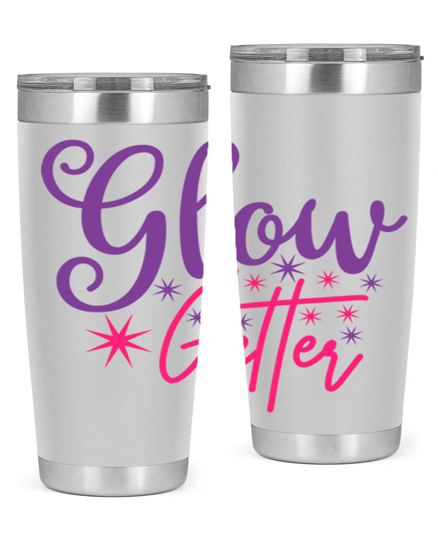 Glow Getter Style 234# 20oz Tumbler in stainless steel with a stylish design, perfect for hot and cold beverages.
