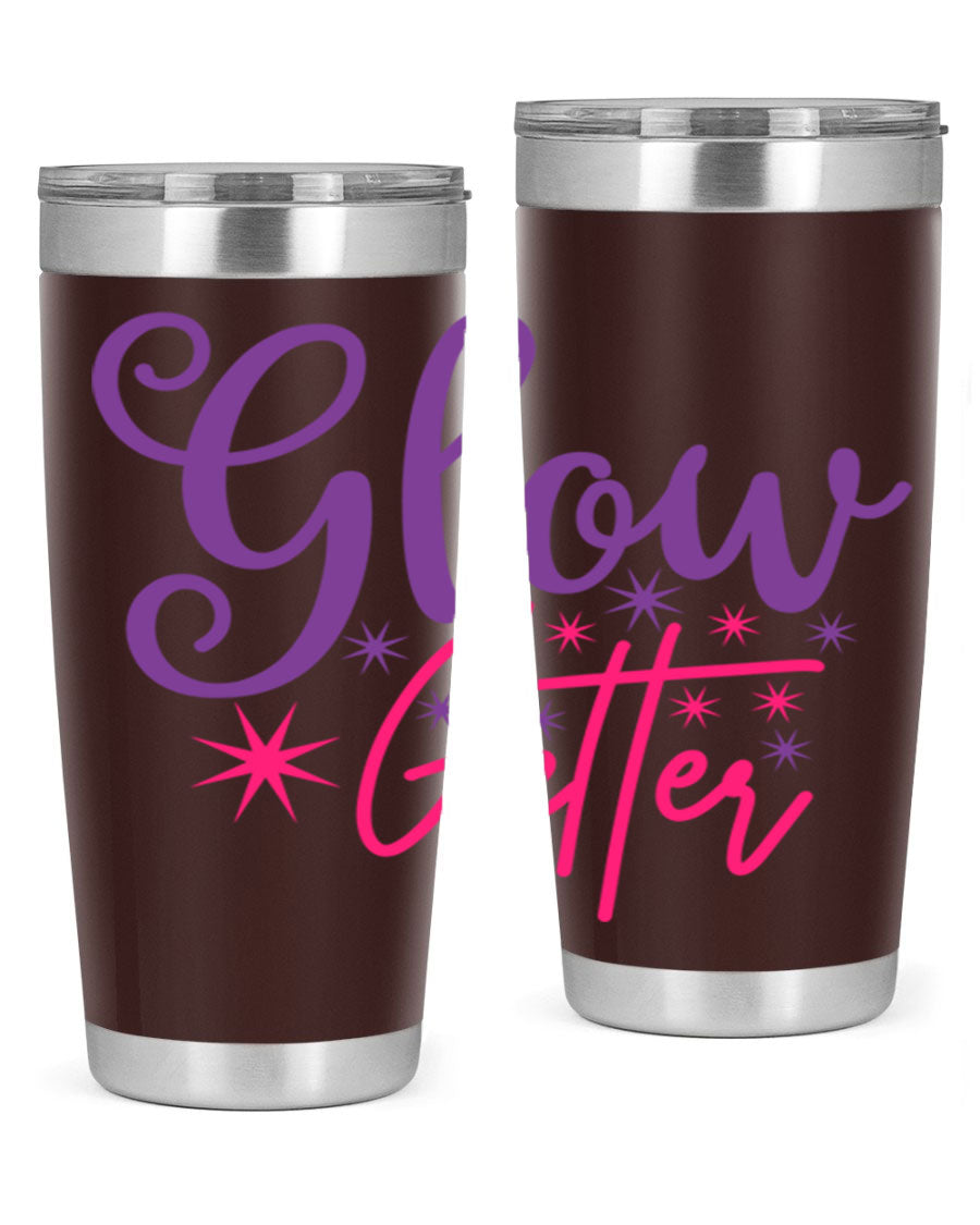 Glow Getter Style 234# 20oz Tumbler in stainless steel with a stylish design, perfect for hot and cold beverages.